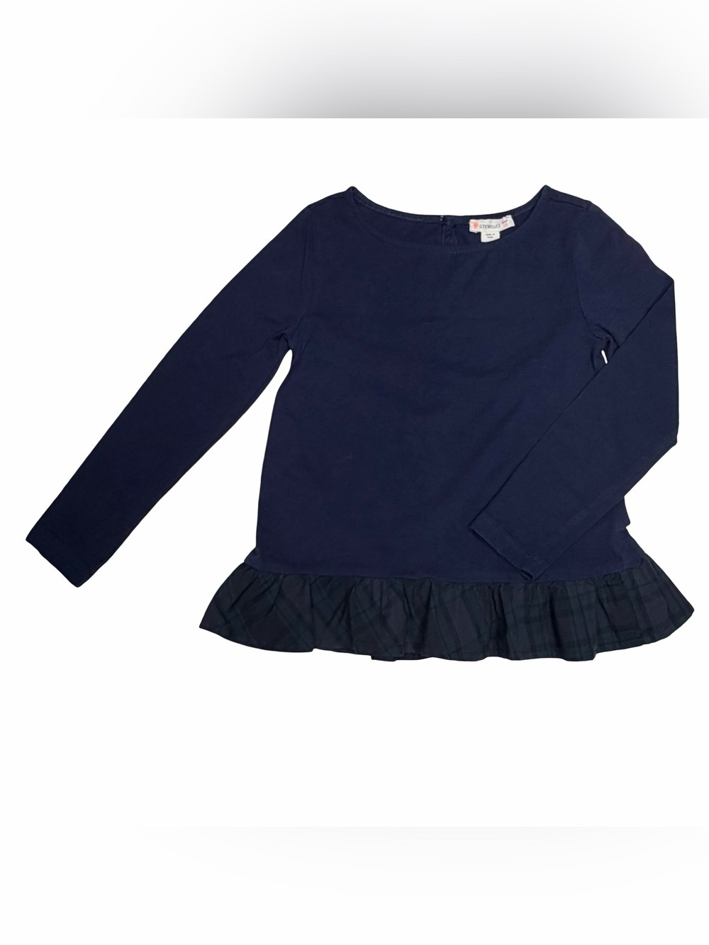 Crewcuts Plaid Ruffle Hem Top